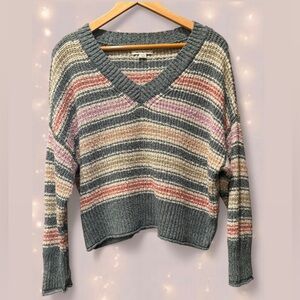 American Eagle Outfitters Multicolor V-Neck Lightweight Sweater